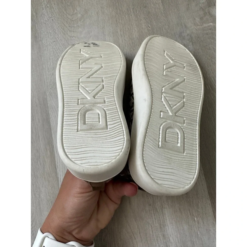 DKNY Kids Brown Signature Logo Print Lace‎ Up Fashion Sneakers Size 7/6